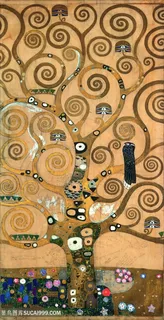 克里姆特油画发财树纹理装饰画