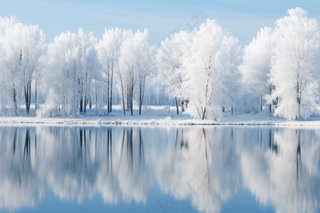 冬天雪景森林雾凇白雪摄影图