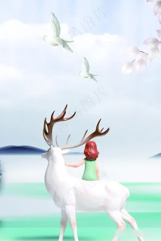 麋鹿高清艺术风景画