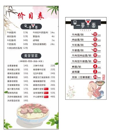 牛肉面菜单灯片海报点菜灯箱cdr矢量模版下载