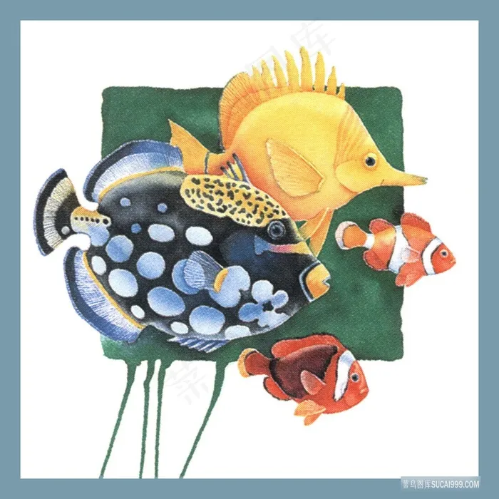 水彩鱼唯美艺术插画
