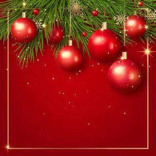 圣诞节红色松枝边框挂画