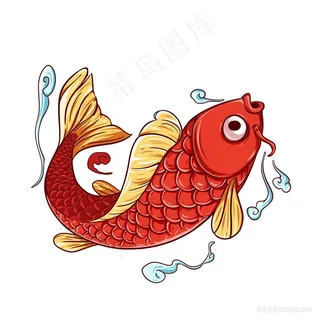 傻乎乎的锦鲤png手绘鱼图片