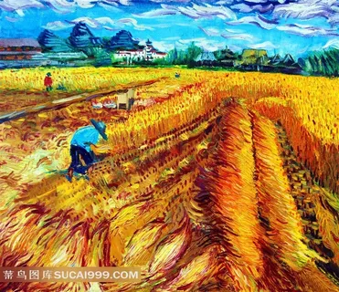 油画丰收田园设计素材 油画丰收田园设计素材
