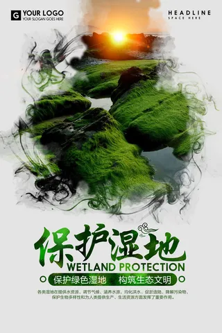 保护湿地公益环保宣传海报设计