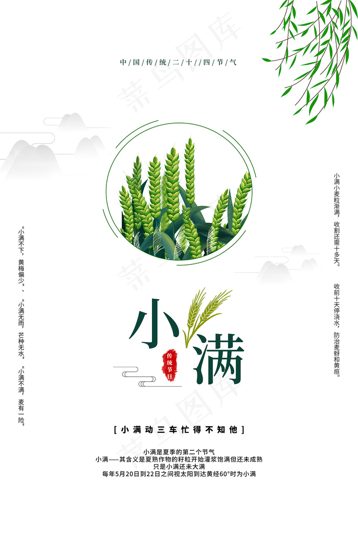 清新二十四节气小满节日海报psd模版下载