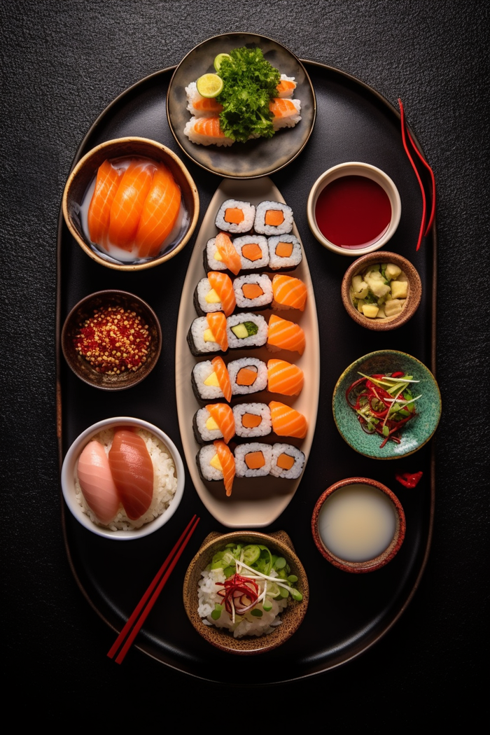 寿司三文鱼鱼籽手握美食摄影图(2688x4032)