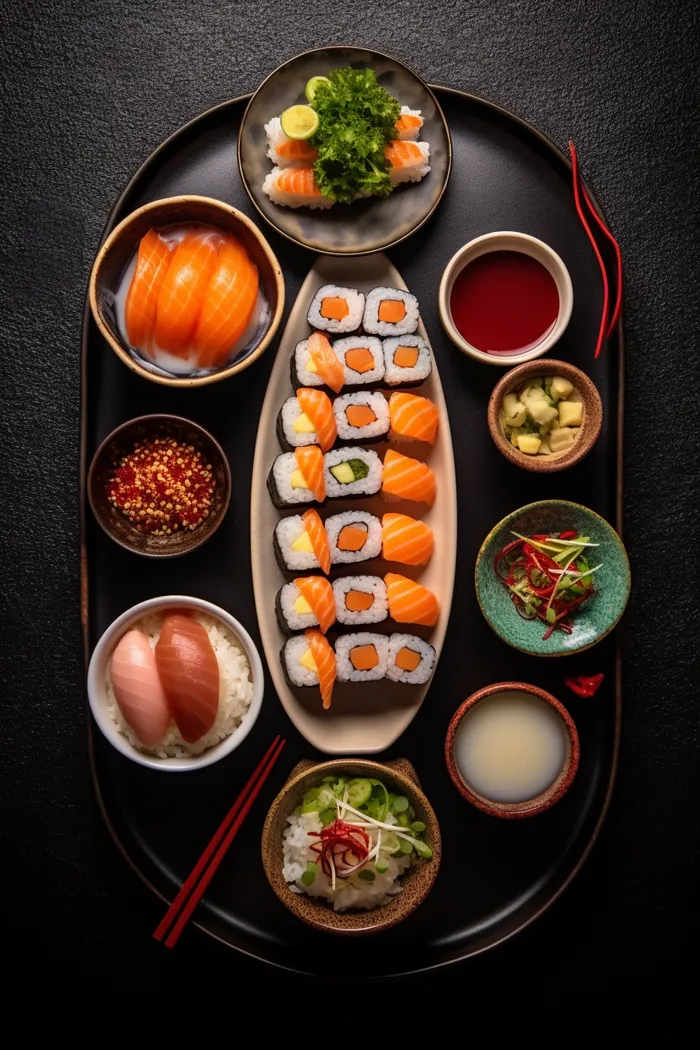 寿司三文鱼鱼籽手握美食摄影图(2688x4032)