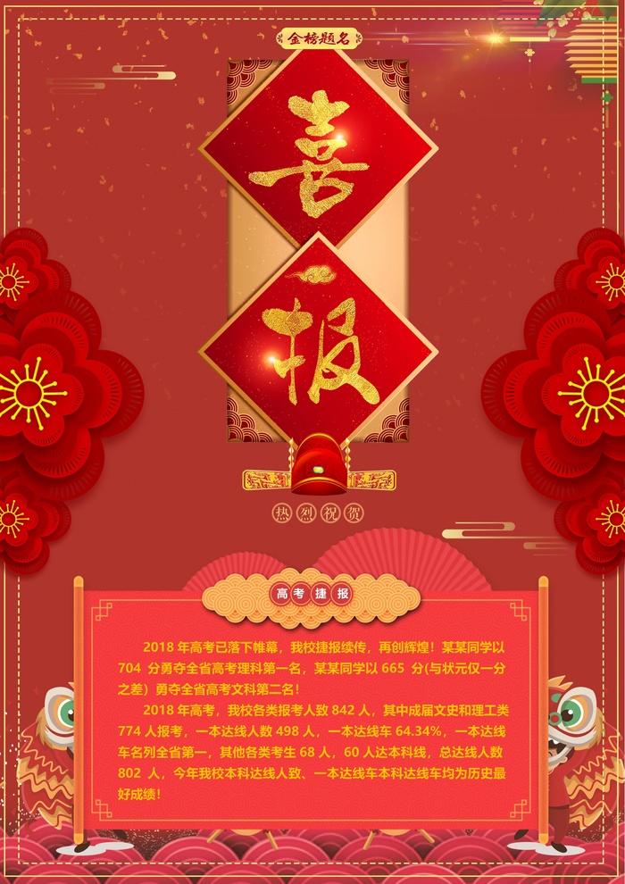 喜报战报海报贺喜金榜题名