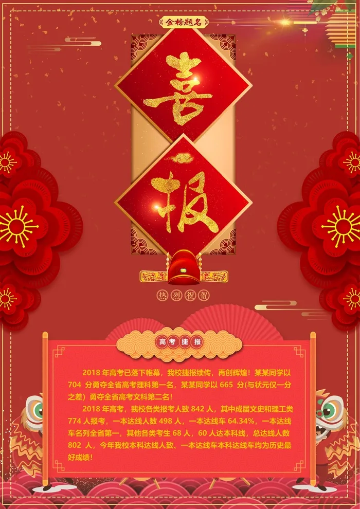 喜报战报海报贺喜金榜题名