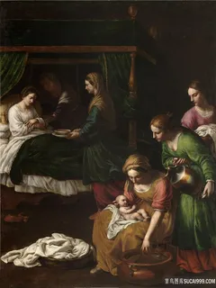 母子妇人油画装饰画