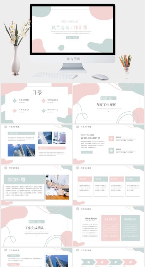 莫兰迪色系PPT模板预览图