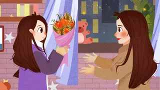 手绘卡通母亲节插画漫画素材