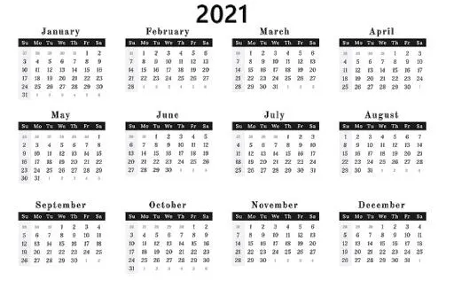 2021 年日历 PNG免抠(512x325)