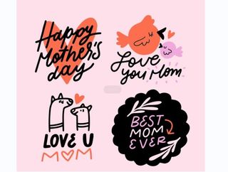 母亲节涂鸦标签