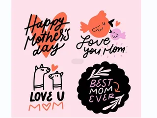 母亲节涂鸦标签