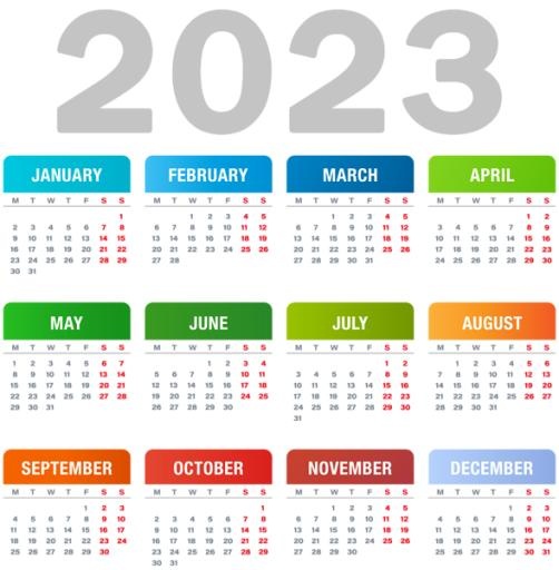 2023 年日历 PNG免抠(589x600)