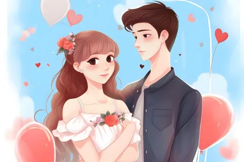 情侣情人节浪漫气球爱心手绘插画海报素材背景 情侣情人节浪漫气球爱心手绘插画海报素材背景