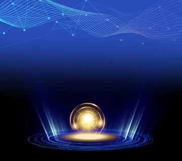 蓝色光圈光影曲线背景展板