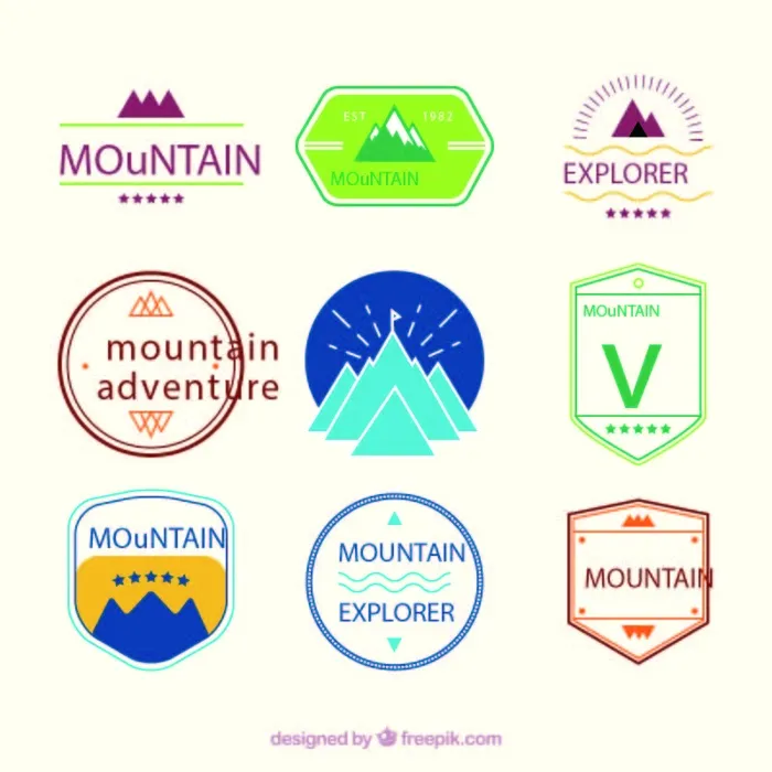 免抠登山运动标签ai矢量模版下载