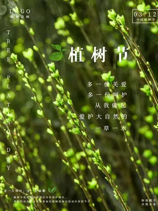 植树节3.12海报插画