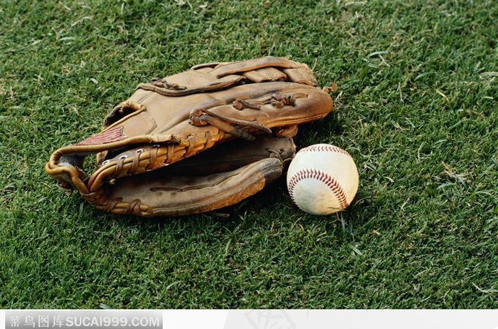 草地上棒球与手套03