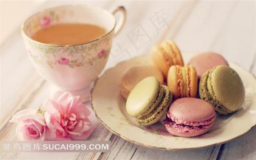 鲜花杯子马卡龙饼干素材