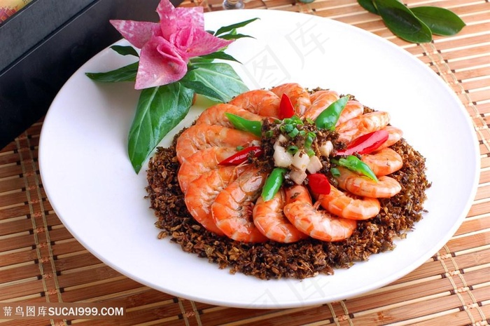 冬菜焖明虾中华美食摄影图