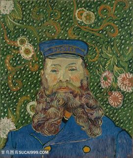 暗色调梵高穿制服的男人人物肖像油画图片