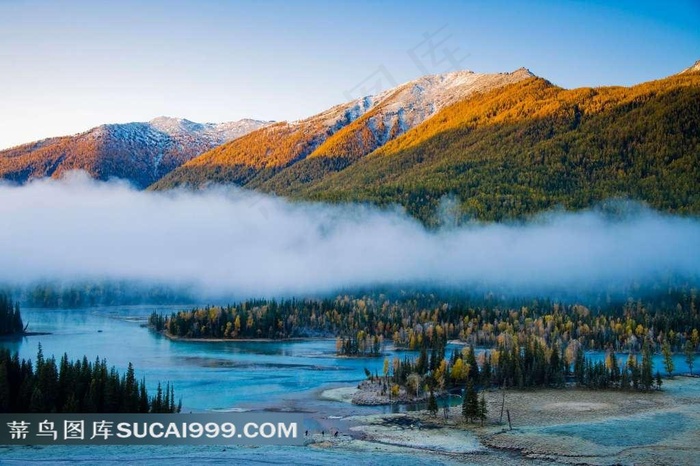 唯美仙境湖光山色雾气美景