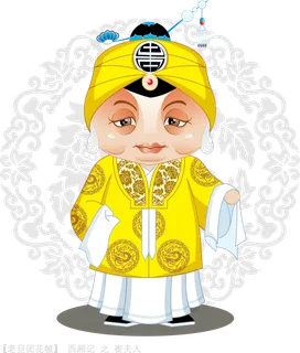 卡通京剧戏剧人物脸谱插画PNG图片 国潮中国风Q版戏剧人物PS素材