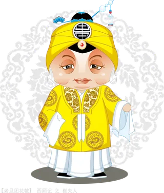 卡通京剧戏剧人物脸谱插画PNG图片 国潮中国风Q版戏剧人物PS素材