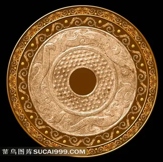 中国古玉龙纹装饰圆形物件