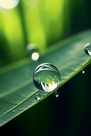 树叶水珠雨滴绿色清新海报背景