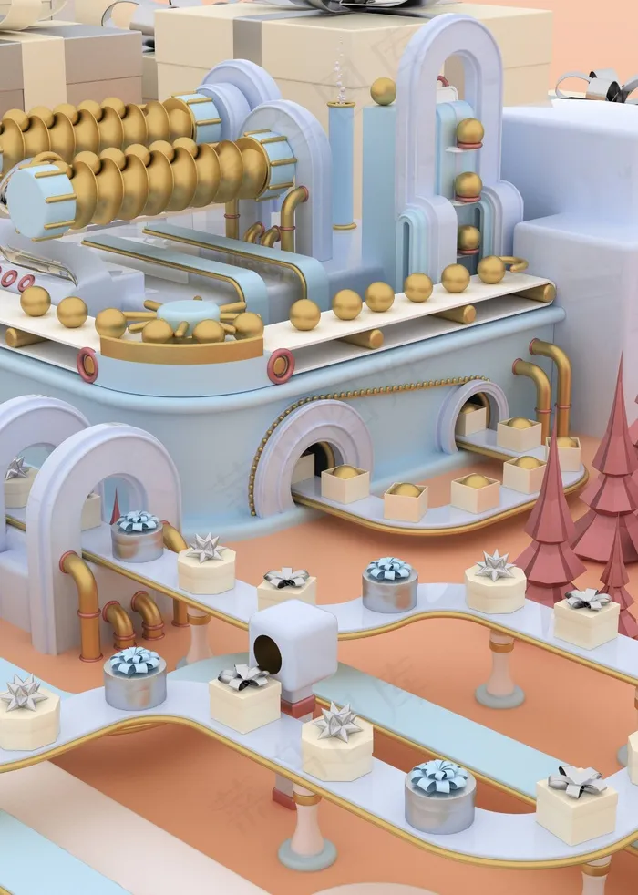 圣诞节3D建模礼品工厂