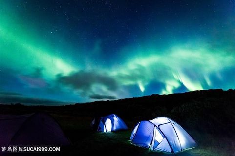 绿色北极光景色高清图片