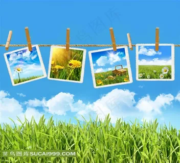 挂在绳子上的照片