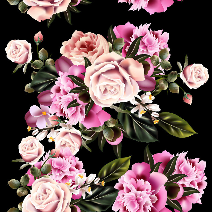 花卉唯美手绘花朵面料纹理手机壳布料面料印花服装矢量图案素材