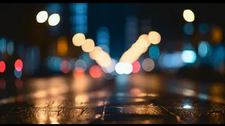 夜晚道路行驶闪光光影光圈摄影图