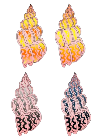 手绘海螺渐变简约画册插画免抠元素