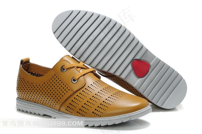 高清男式带孔皮鞋图片