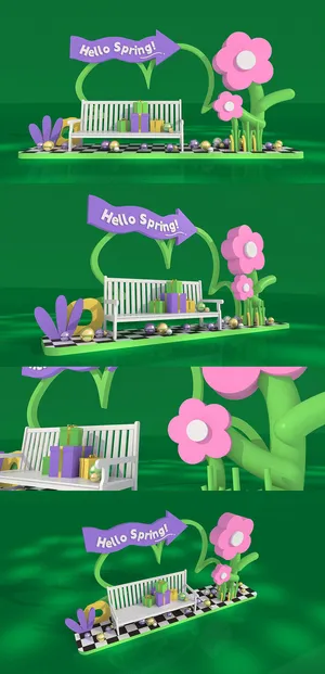 清新绿色你好春天春季商场美陈