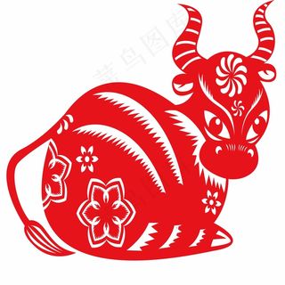 牛剪纸 剪纸风元素