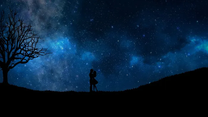 高清唯美星空夜空情侣