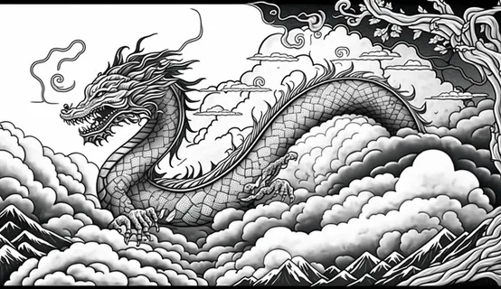 龙、生肖、节日、线条