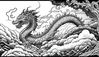 龙、生肖、节日、线条