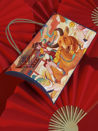 国潮风中式文创智能样机手提袋环保袋