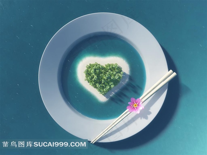绿色环保公益广告创意图片素材中国--盘子中心形岛屿
