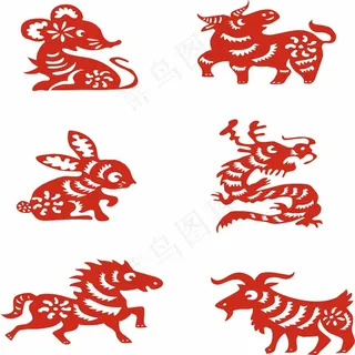 十二生肖剪纸 剪纸风元素