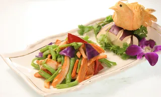 紫甘豆角炒咸肉22元